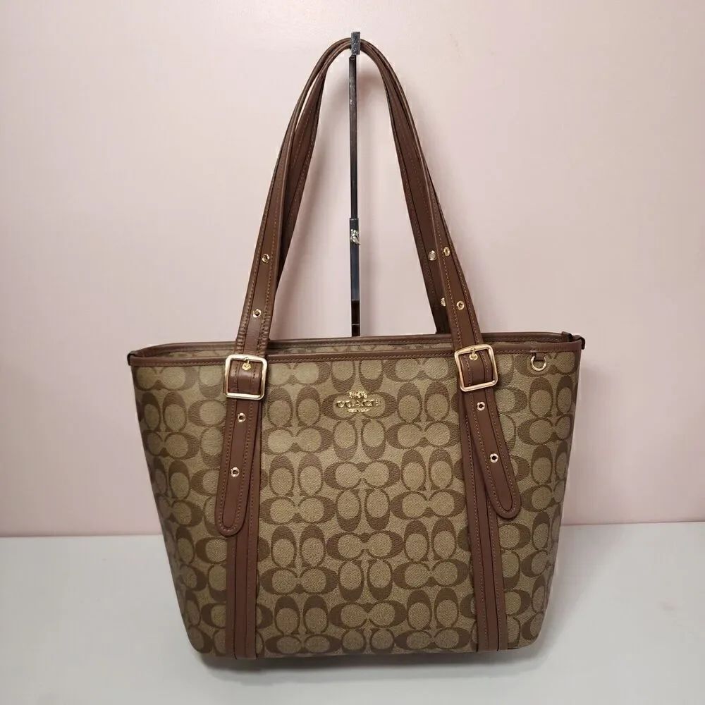 NWT COACH CN328 Signature Canvas/Leather ASHTON TOTE Shoulder Saddle